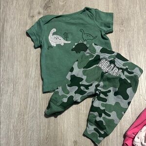 4/$20 Child of Mine Green Dinosaur Baby Outfit 0-3M